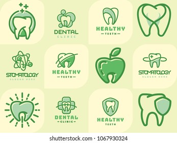Vector dental label protection template illustration abstract stomatology mouth graphic oral element