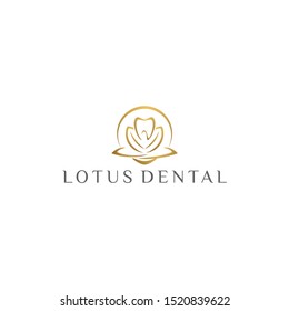 vector dental with lotus logo, Dentist Care Medical design. Orthodontics and Dentistry Logo with a Lotus and a Tooth Icon