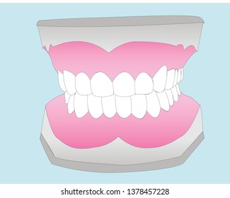 vector of dental model on blue blackground.