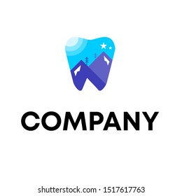 vector dental with mountain logo, Dentist Care Medical Vector