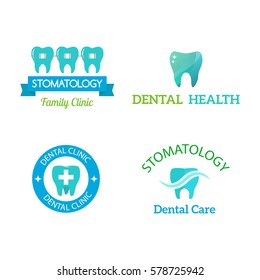 Vector dental stomatology clinic badge icon.