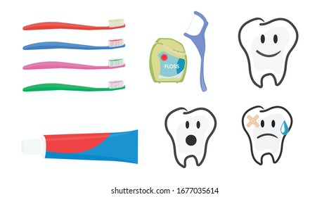 Vector Dentist or Dental Related Set of Icons