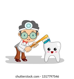 Vector Dentist Illustration, dentist man tooth tools hygiene dental