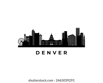 Vector Denver skyline. Travel Denver famous landmarks. Business and tourism concept for presentation, banner, web site.