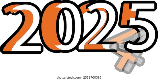 Vektor, der den Jahreswechsel von 2024 bis 2025 darstellt.