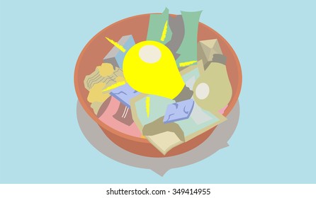 Vector depicting the concept of best out of waste; also that ideas can come from anywhere