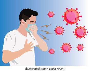 vector depicting a deadly cough and pulmonary displacement of the covid-19 corona virus
