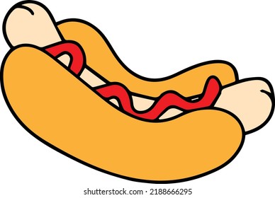 vector depicting a hotdog on a white background