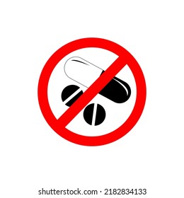 vector depicting the prohibition of pill type drug use