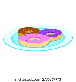 Un Vector que representa tres donas en un plato, que puede personalizar aún más 
