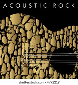 A vector depiction of an acoustic guitar made of stones