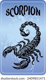 Vector depiction of a stylized scorpion in stencil design against an aesthetically pleasing backdrop