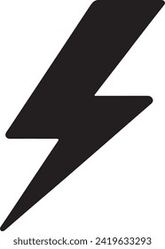 The vector depicts a bold, black lightning bolt split in half, set against a white background.