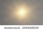 The vector depicts transparent sunlight with a sun and its rays, as well as a spotlight.