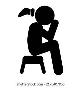 Vector Depression or stess Sitting Stick woman, isolated on white

