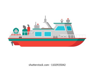 Vector depth measuring boat in flat style