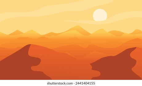 vector desert with flat illustration style