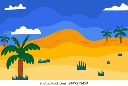 Vector desert landscape background in flat design