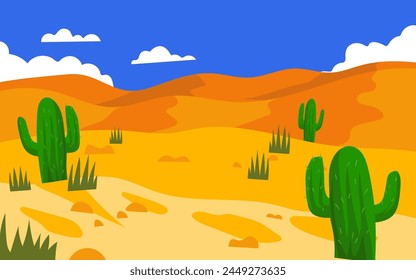 Vector desert landscape background in flat design