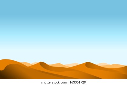 vector desert landscape background illustrarion, design of dunes and sky