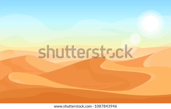 Vector Desert Landscape Illustration Cartoon Nature Stock Vector ...