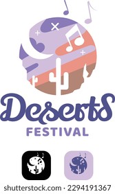 Vector Desert Motifs Circle Logo.