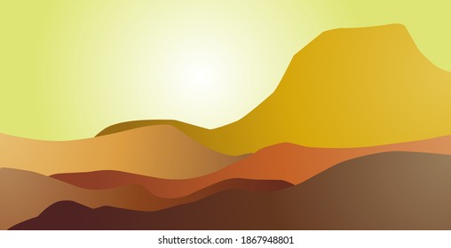 

Vector Desert View On Afternoon Day