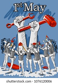 Vector design of 1st May Happy Labor Day on ocassion of International Workers' Day background