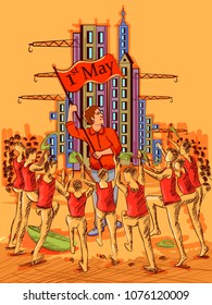 Vector design of 1st May Happy Labor Day on ocassion of International Workers' Day background