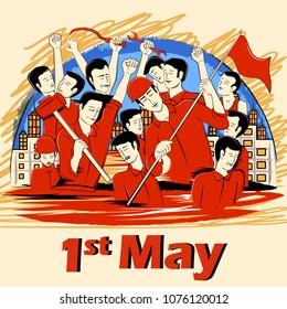 Vector design of 1st May Happy Labor Day on ocassion of International Workers' Day background