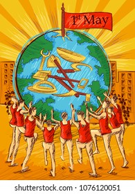 Vector design of 1st May Happy Labor Day on ocassion of International Workers' Day background