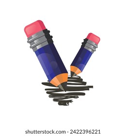 vector design of 2 pencils being used to make doodles