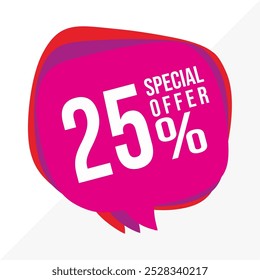 Vector Design for 25 Percent Discount Promotion on White Background