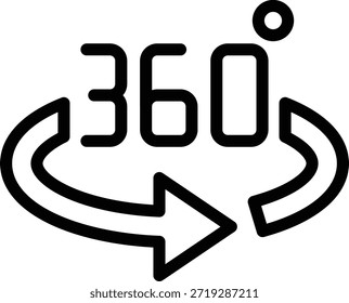 Estilo de ícone de design de vetor de 360 graus