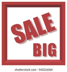 Vector design 3d isometric style big sale banner with drop shadow effect
