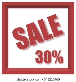 Vector design 3d isometric style 30% sale banner with drop shadow effect