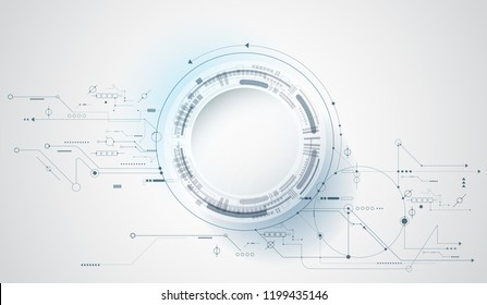 Vector design 3d paper circle with circuit board. Illustration Abstract modern futuristic, engineering, science, technology background. Hi tech digital connect, communication, high technology concept