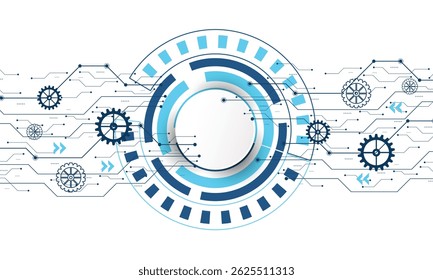 Vector design 3d paper circle with circuit board. Illustration Abstract modern futuristic, engineering, science, technology background