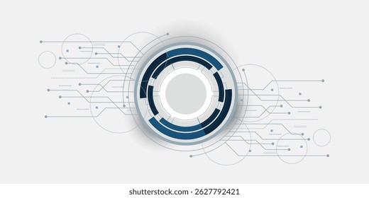 Vektor-Design 3D-Papierkreis mit Leiterplatte. Illustration Abstrakt modern futuristisch, Ingenieurwesen, Wissenschaft, Technologie Hintergrund