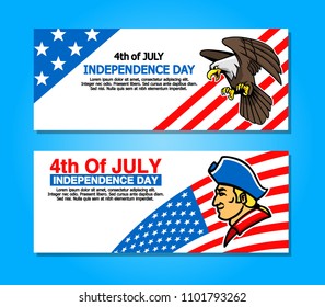 Vector design of 4th of July greetings banner