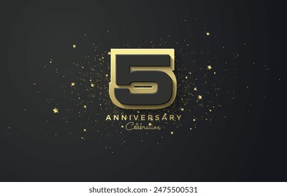 Vector design for the 5th anniversary with charming soft gold numbers. The latest premium vector designs for posters, greetings, invitations and social media posts.