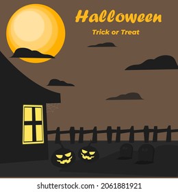 vector design about halloween party with scary night theme for feeds, promotions, and more