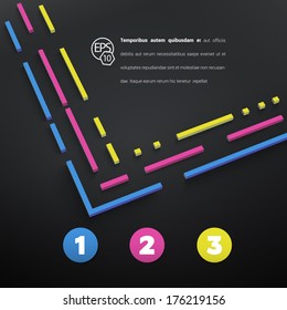 Vector design. Abstract 3d geometric wallpaper composition of dashed line style bodies, for infographics, brochure print or for website design graphics element. 