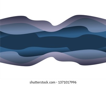 Vector design abstract background with blue paper cut waves.