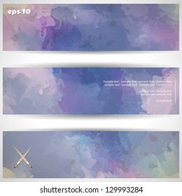 Vector design for abstract banner. Old paper and watercolor stains