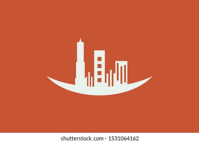 Vector design of abstract building form. Minimalist design, flat logo style and monogram, modern icon and symbol