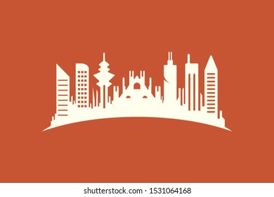 Vector design of abstract building form. Minimalist design, flat logo style and monogram, modern icon and symbol