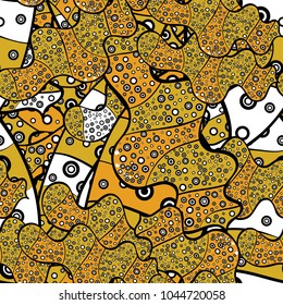 Vector design. Abstract doodles pattern. - stock. Pattern yellow, black and white on colors. Seamless Cute fabric pattern. It can be used on mug prints, baby apparels, wallpaper, wrapping boxes etc.