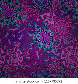 Vector design. Abstract doodles pattern. Pattern purple, violet and black on colors. Seamless Cute fabric pattern. - stock. It can be used on mug prints, baby apparels, wallpaper, wrapping boxes etc.