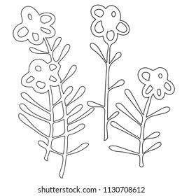 Vector design with abstract flowers. Elements isolated on white background. In black and white style. Can be used for printing on paper, stickers, badges, bijouterie, tattoo.